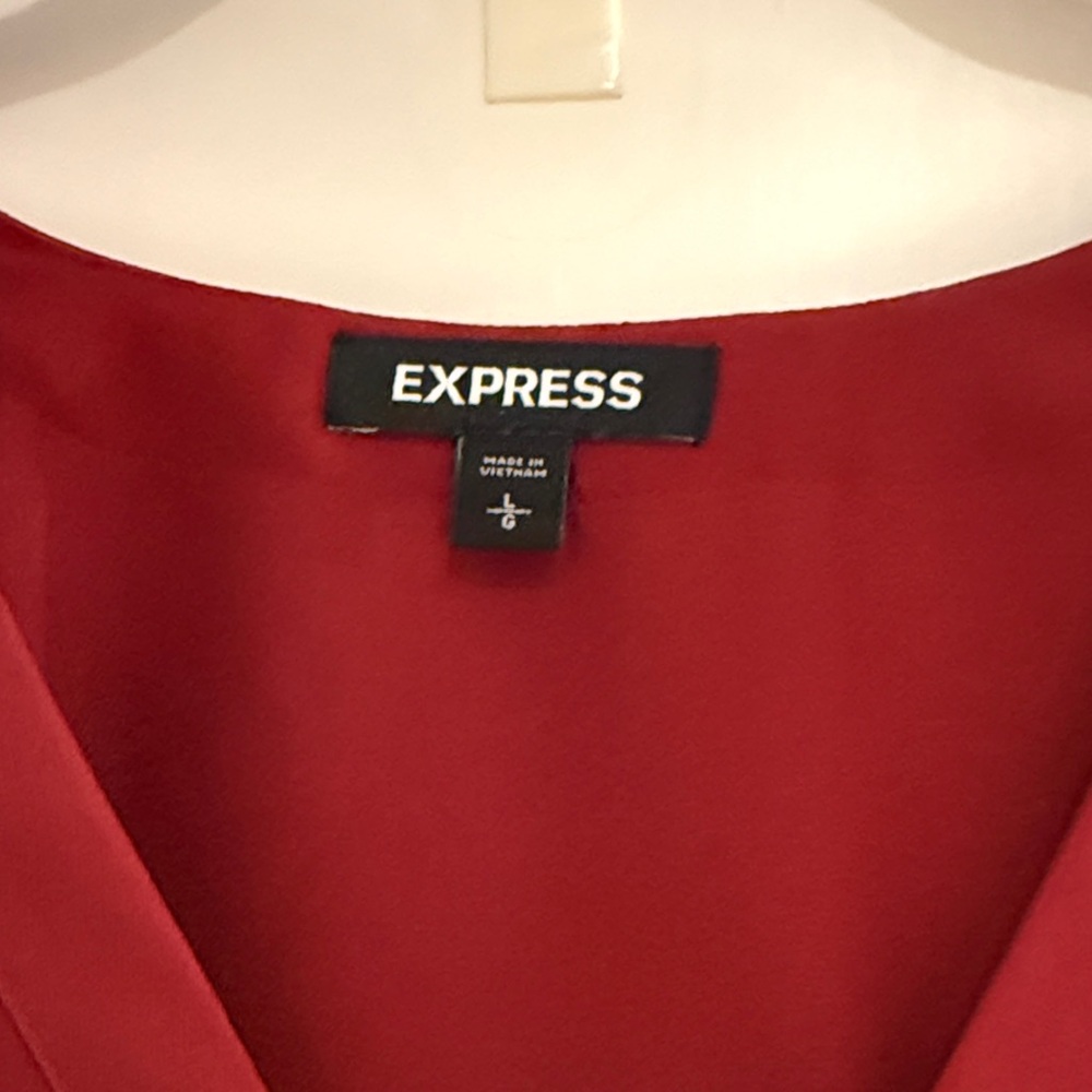 Express Deep Red V-Neck Blouse - image 2